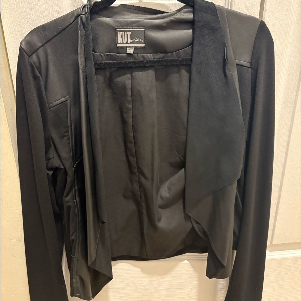 Kut from the Kloth Black Open-Front Draped Blazer